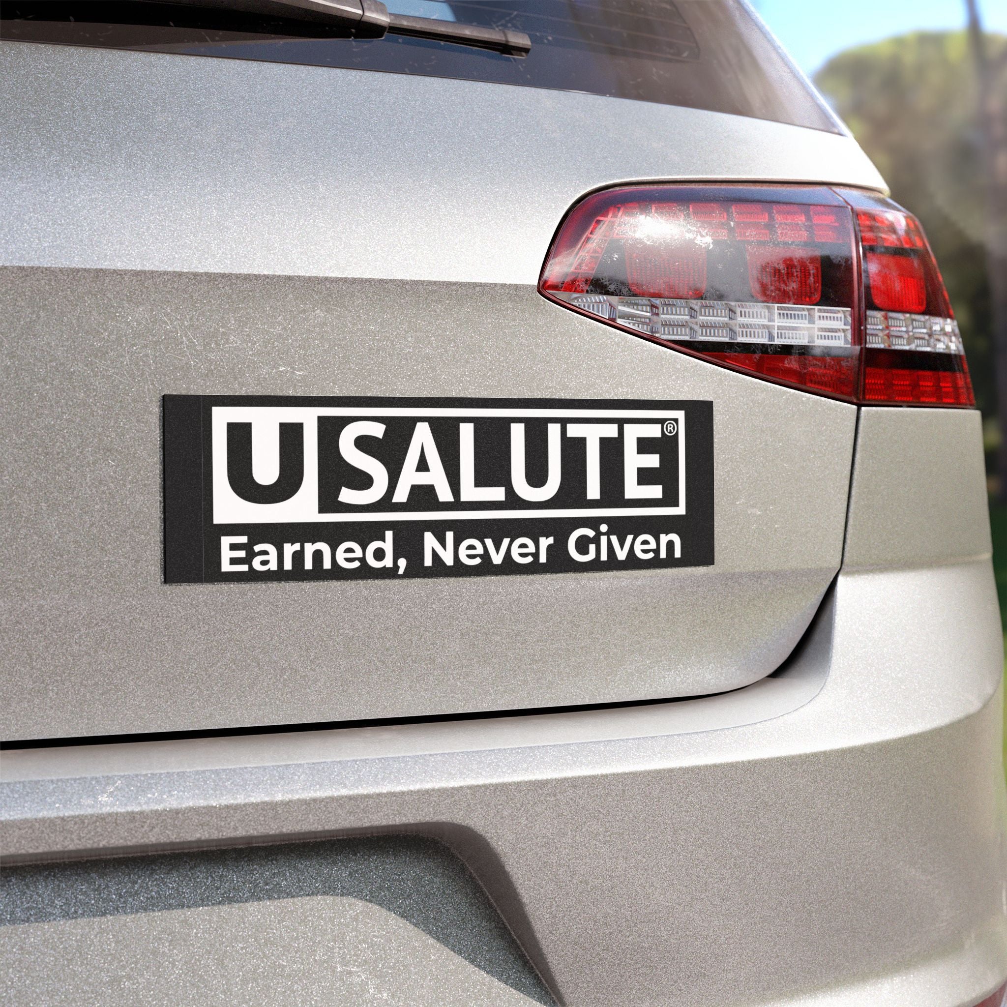 Car Magnet — "U SALUTE: Earned, Never Given" Military Tribute Magnet
