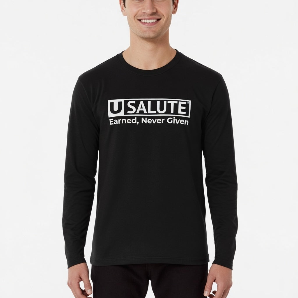 Long Sleeve Tee — USALUTE "Earned, Never Given" Patriotic Flag Shirt