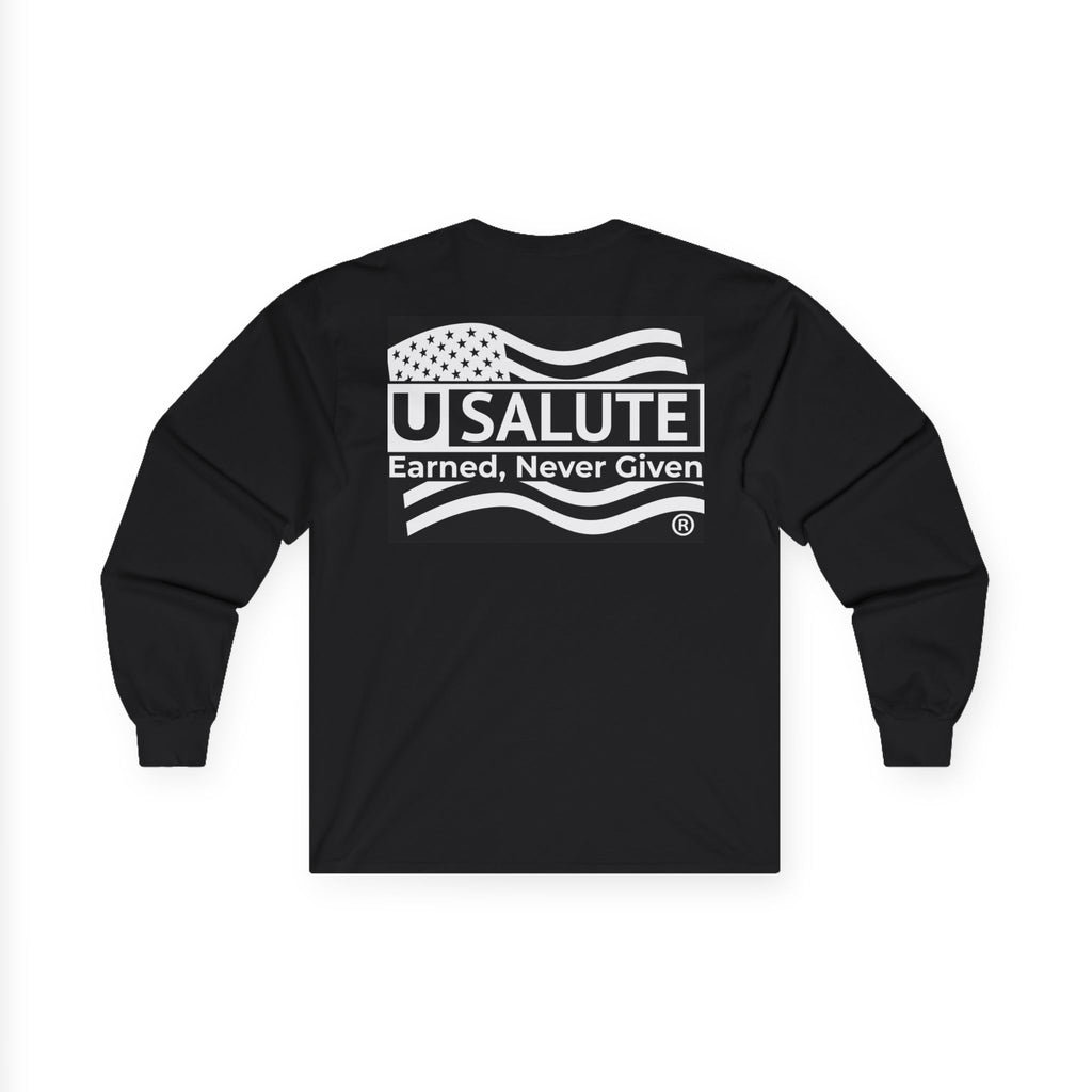 Long Sleeve Tee — USALUTE "Earned, Never Given" Patriotic Flag Shirt